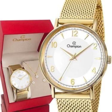 Imagem de Relógio Champion Dourado Feminino Original Analógico Luxo