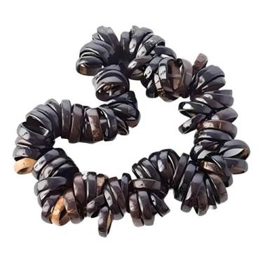 Imagem de kit 10 Anel De Coco Tucum Casal Casual Unissex Marrom Natural - Lótus 