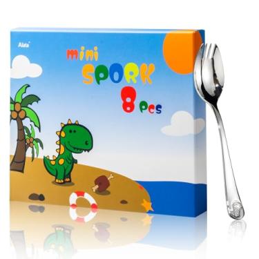 Imagem de Alata Mini garfos de aço inoxidável de grau alimentício para crianças, garfos de salada de 14 cm para sobremesa, sorvete, salada, sopa, macarrão, espaguete, lavável na lava-louças