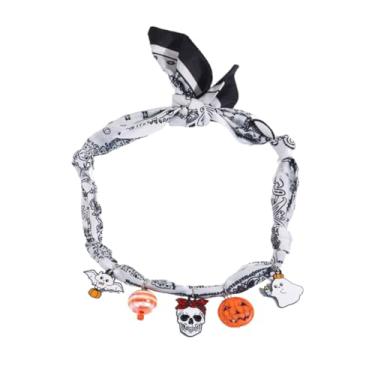 Imagem de Todu Colar de cachecol com pingente para mulheres, Papai Noel, boneco de neve, caveira, abóbora, fantasma, bandana, colar, gargantilha de Natal, Halloween, Zinco, Sem Pedra Preciosa