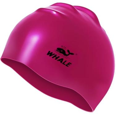 Imagem de Touca de natação de silicone - impermeável antiderrapante de alta elasticidade - mantém o cabelo seco, perfeita para homens e mulheres, touca de natação grande (rosa)