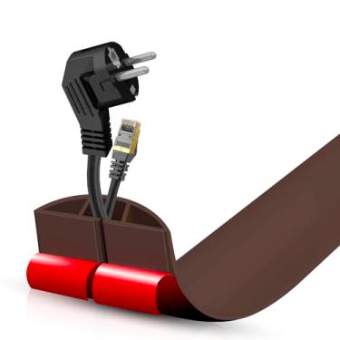 Imagem de Escondedor autoadesivo para cabo de chão, gerenciamento de cabos de 9 m, protetor de faixa de extensão para fios, evita viagens de cabos para escritórios, academias, exposições. Cavidade: 1,2 cm (L) x