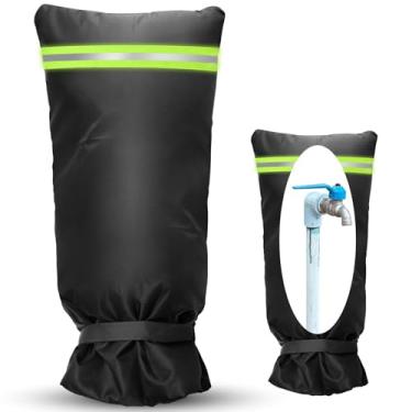 Imagem de Anglekai Meias de cobertura de torneira externa com tiras refletivas, meias isoladas de torneira de jardim de 63,5 cm x 33 cm para proteção contra congelamento de inverno, capa de torneira mais