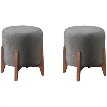 Imagem de Kit 2 Puff Puf Sala Lhor Linho Cinza Rm Cinza - MÓVEIS ROMER