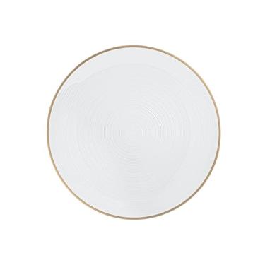 Imagem de Prato Descartável De Luxo Poliestireno 19Cm Kit 6 Unidades Borda Dourada