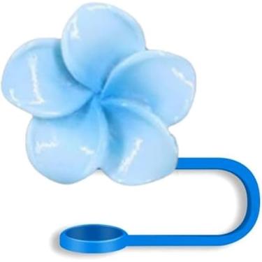 Imagem de Cobertura de palha de silicone para Stanley 30 e 1,134 g, cobertura de canudo à prova de respingos, tampa fofa de plumeria, capa de canudo reutilizável, capas de ponta de canudo para copos Stanley