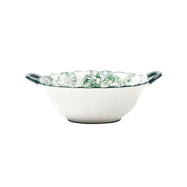 Imagem de Pratos de cerâmica cor sólida sob o vidrado fresco utensílios de mesa casa rosa verde - tigela de sopa binaural de 24 cm