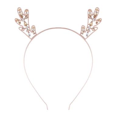 Imagem de Tiara de chifres de rena com strass, acessórios de fantasia de Halloween para cosplay, faixa de cabelo de veado, tiara de cabelo de chifre de veado, argola de cabelo, suprimentos de Natal e Natal