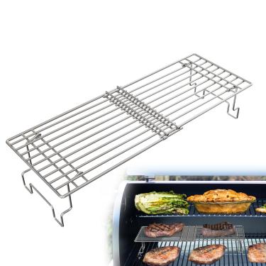 Imagem de GLOWYE Rack de aquecimento universal para grelha de defumador a gás de madeira e grânulos, rack de aquecimento ajustável para Weber Blackstone Pit Boss e a maioria das chapa de mesa plana