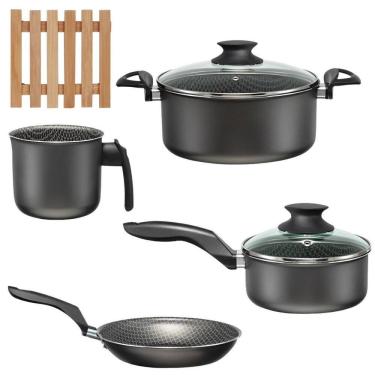 Imagem de Jogo De Panelas 04 Pçs Antiaderentes + 04 Descansos Panela