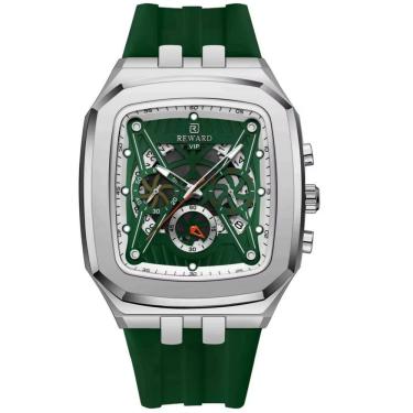 Imagem de Relógio De Quartzo Masculino Design Retangular à Prova D´gua Casual Verde