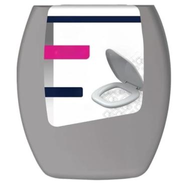 Imagem de Assento Tampa de Vaso Almofadado Quadrado Casa de Banho Sanitária(Cinza)