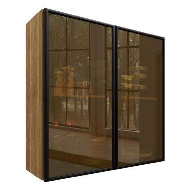 Imagem de Armário Aéreo Art 6001 2 Portas De Vidro 80 Cm Freijó Abs Preto - Kits Paraná