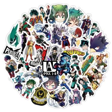 Imagem de Pacote misto de adesivos de mangá My Hero Academia, 50 peças, adesivos de personagens de desenhos animados, adesivos decorativos de filmes para crianças, adolescentes e adultos, adesivo à prova d'água