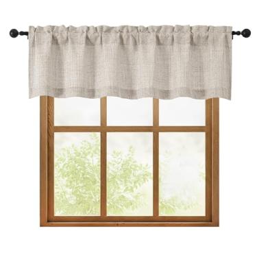 Imagem de OWENIE Cortinas de linho para janelas, 1 peça, cortina pequena com filtro de luz texturizada para casa de banho, porão, sala de estar, quarto, meia cortina sobre a pia, 152 cm L por 40 cm C