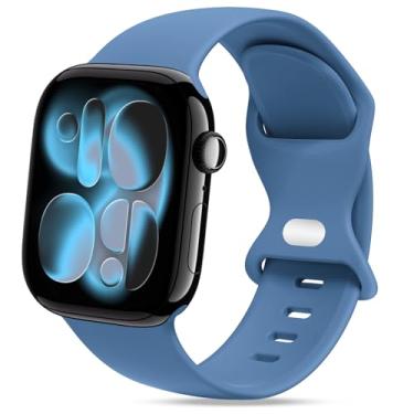 Imagem de STG Sport Pulseira de silicone compatível com Apple Watch Ultra 2/Ultra séries 9/8/7/6/5/4/3/2/1 de 38 mm, 40 mm, 42 mm, 44 mm, 45 mm, 45 mm, 45 mm e 49 mm M/L, azul jeans)