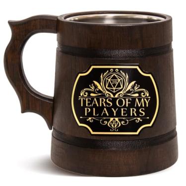Imagem de Caneca de 590 ml Tears of My Players para Fãs do DnD Presentes para Homens 600 ml Marrom - Caneca de Cerveja de Madeira - Presente para Fãs DnD Amantes - Presentes de Aniversário de Natal para Ele