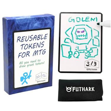 Imagem de Futhark Dry Erase MTG Tokens Cards Set – Reversible Reusable Double-Sided Universal Tokens Proxy Cards for Magic: The Gathering, MTG Accessories Gift