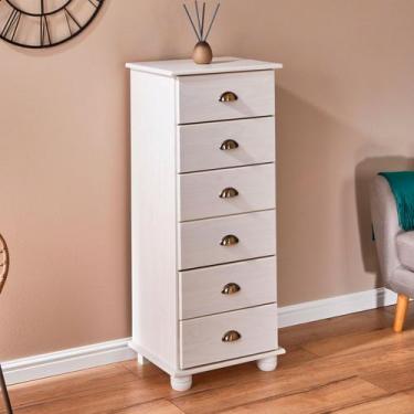 Imagem de Cômoda Madeira Maciça 6 Gavetas Colmar - IDIMEX, Branco