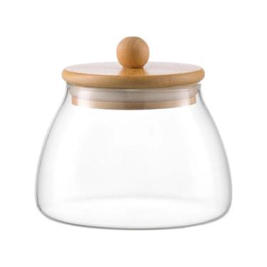 Imagem de Pote Hermético de Vidro bolinha porta mantimentos com Tampa de Bambu 450ml