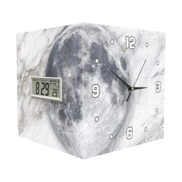 Imagem de Wswqop Relógio de Parede de Canto, Relógio Digital, Acrílico, Visor de Temperatura, Mês, Data E Semana para Sala de Jantar, Escritório, Escritório, Decoração, Lua