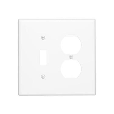 Imagem de Wmhusu Placa branca para interruptor de luz, 2 capas de tomada, placas decorativas para interruptores, 1 combo duplex GFCI, placas de parede para banheiro, quarto, decoração de casa