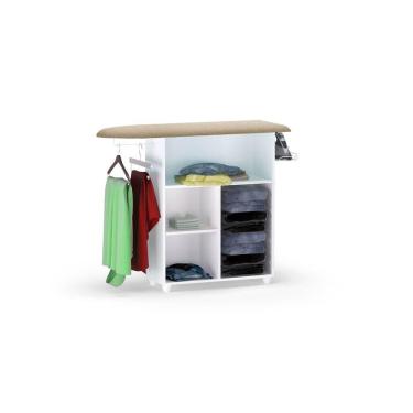 Imagem de Passadeira De Roupas Com 1 Porta E Cabideiro Mariana Branco-preto