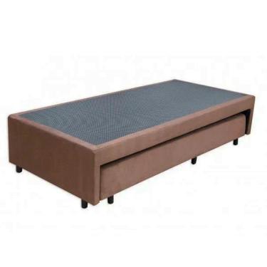 Imagem de Cama Box Bicama Auxiliar Solteiro Suede Espuma 8cm 40x88x188 Marrom