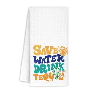 Imagem de Yhtrg Toalhas de cozinha engraçadas 40 x 61 cm, presentes para amantes de tequila, toalhas de mão decorativas, economize água, bebida, tequilas, presentes para mulheres, homens, toalhas de chá para