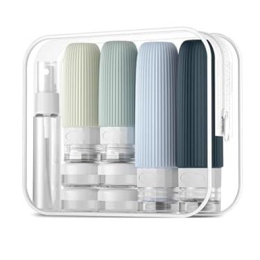 Imagem de Kit de Viagem Premium, 17 Peças, Frascos de Silicone e Plástico com Nécessaire Transparente, 60ml e 90ml, Conjunto Organizador para Cosméticos e Produtos de Higiene (Cor_Cnz)