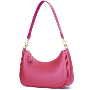 Imagem de KKXIU Bolsa de ombro feminina fofa Hobo bolsas e bolsas retrô clutch underarm, Rosered, Tendência