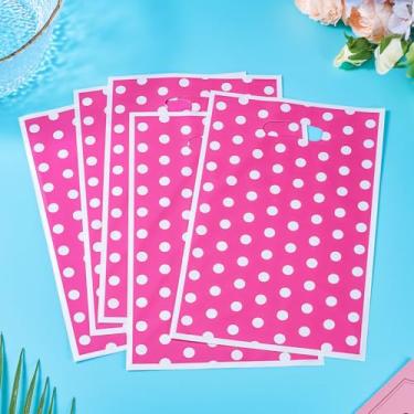 Imagem de 20 peças de sacos de plástico PET de bolinhas 25,5 x 16,4 cm bolsas com alça de orifício cor dopamina roupas de compras DIY joias presente festa embalagem suprimentos (violeta)