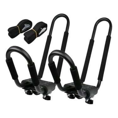 Imagem de kowaku Suporte de teto para caiaque, prancha de stand up paddle, canoa, skimboard, prancha de surfe (2 peças), preto, para carros, caminhonetes, SUVs e