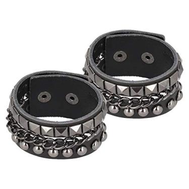 Imagem de AYNEFY Pulseira Punk Punk Pulseira de Estilo retrô Falsa de Couro Falsamente de Alta Segurança da de Banda de Rock para Retro Rock Banda de Parto de Viagem Diariamente Desgaste Casual
