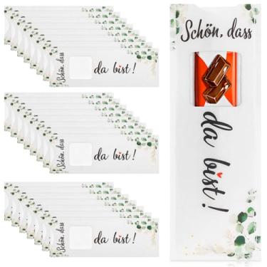 Imagem de 24 embalagens de barra de chocolate, embalagem de doces de manga de feltro macio de 14 x 5 x 0,4 cm, frases criativas para "É ótimo ter você aqui" para casamento, aniversário, formatura, comunhão