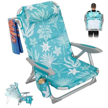 Imagem de #WEJOY Cadeira de praia leve e baixa para adultos, cadeiras de acampamento dobráveis de alumínio com alça de ombro, suporte de copo e encosto de cabeça acolchoado, suporta 120 kg para gramado ao ar