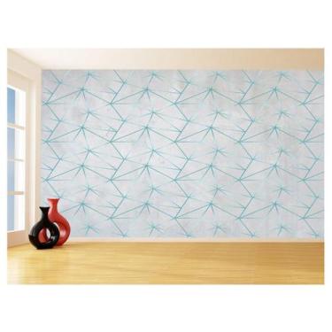 Imagem de Papel De Parede Concreto Linhas Azul Turquesa 3,5M Kkt306 - Você Decor