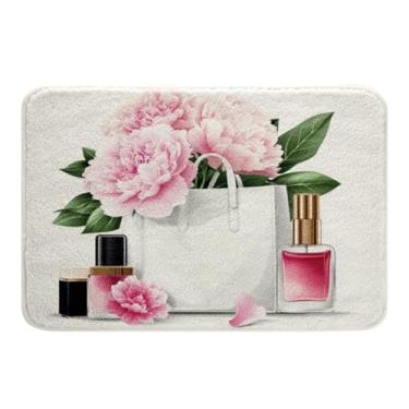 Imagem de Erosebridal Tapete de banho feminino moderno, produtos cosméticos de beleza, tapetes de banheiro 50 x 81 cm, capachos decorativos de perfume feminino, rosa, romântico, floral, decoração
