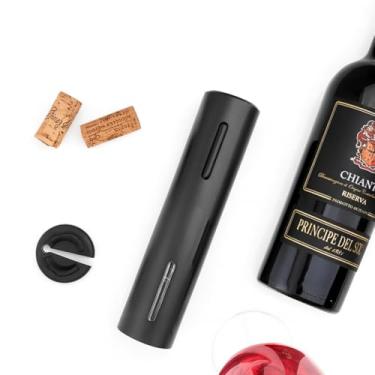 Imagem de Abridor de Vinho Elétrico Automático, Aço Inoxidável e Plástico ABS, Preto, 23x6cm, Alimentado por Pilhas AA