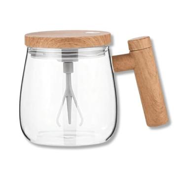 Imagem de Caneca Mixer Elétrica 400ml em Vidro Borossilicato – Auto Misturadora com Rotor Removível, Tampa Vedada e Alça Inteligente para Café, Leite, Shakes e Bebidas em Pó