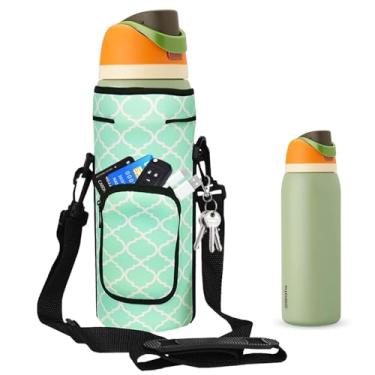 Imagem de NUENSS-ROR Bolsa de transporte para garrafa de água Owala FreeSip de aço inoxidável isolada, 473 ml, 680 g, 947 g, 1,134 g, suporte para bolsa de garrafa de água, alça de ombro ajustável e bolso