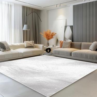 Imagem de Tapete minimalista moderno para sala de estar, branco puro, decoração para casa, tapete grande para quarto, cabeceira, fácil de limpar (160x230cm 63x90in/Sem fiapos-8)