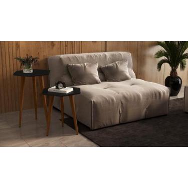 Imagem de Kit 2 Mesas Sala Lateral Apoio Pés Palito Retrô Tampo Sextav - Comprar