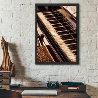 Imagem de Quadro Decorativo Fotografia Piano 34X23Cm - Moldura Branca - Quadros 
