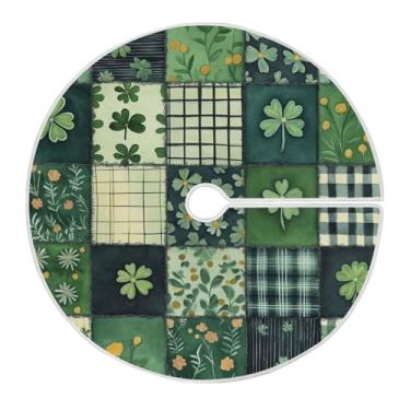 Imagem de Blueangle Saia de árvore xadrez verde de 35,4 polegadas de São Patrício para decoração do Dia de São Patrício (525)