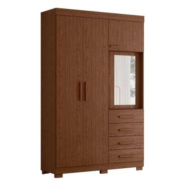 Imagem de Guarda Roupa Virtus Solteiro 4 Portas Com Espelho Albatroz Cacau