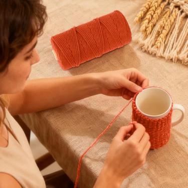 Imagem de Fio de algodão, corda artesanal macia para macramé, projetos de bricolage e muito mais, perfeita para pendurar na parede e decoração de casa