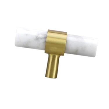 Imagem de Baoblaze Puxadores de mármore para armários, puxadores resistentes para gavetas e cômodas, ideais para armários, penteadeiras e banheiros, 35x60mm Branco