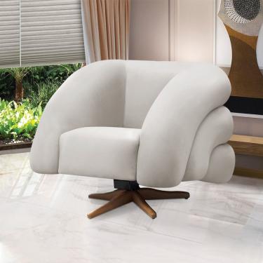 Imagem de Poltrona Giratória Orgânica Com Balanço Tana Bouclê Cinza Claro E03 - D'rossi