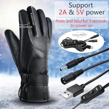 Imagem de Luvas aquecidas por USB, luvas de aquecimento com tela sensível ao toque, luvas térmicas à prova d'água, luvas térmicas unissex para pesca ao ar livre, motociclismo, caminhadas, ciclismo, trabalho e esqui (1 par)